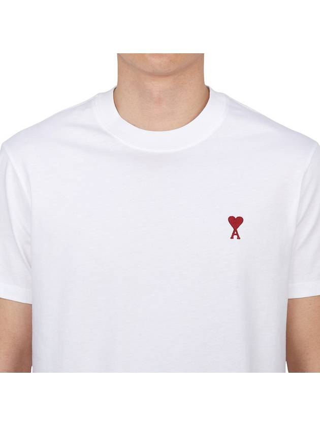 Heart Cotton Short Sleeve T-Shirt White - AMI - BALAAN 6