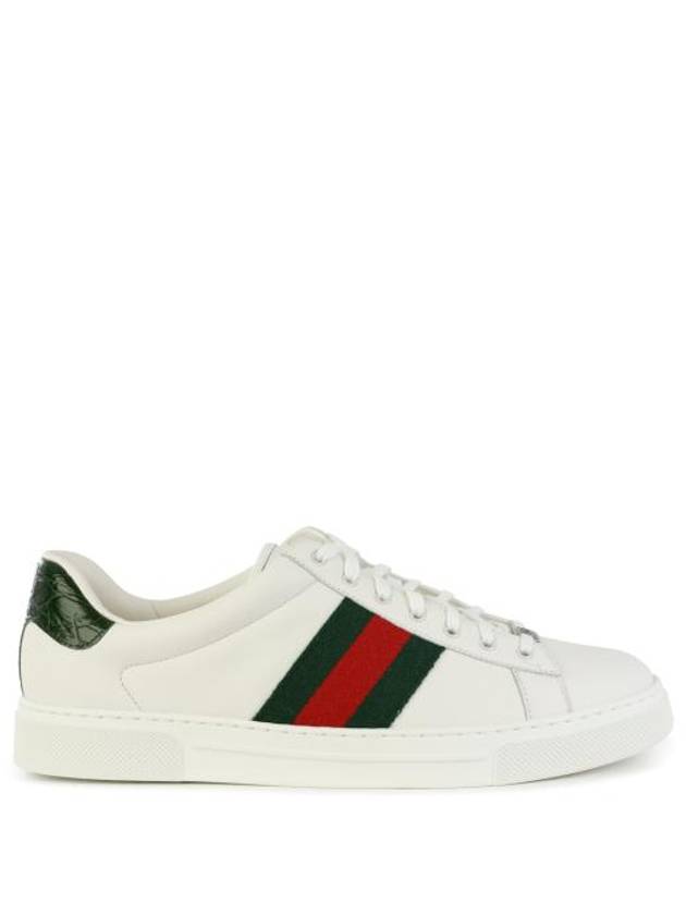 Ace Web Leather Low Top Sneakers White - GUCCI - BALAAN 2