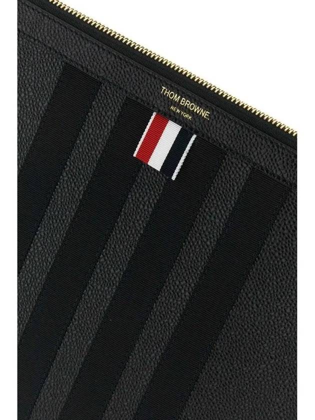 diagonal striped leather clutch bag black - THOM BROWNE - BALAAN 5