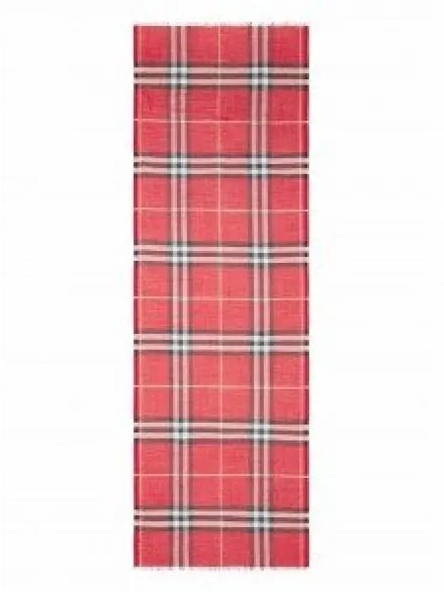 Check Wool Silk Scarf Red - BURBERRY - BALAAN 2