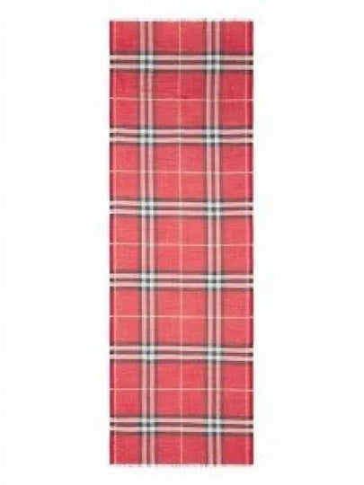 Check Wool Silk Scarf Red - BURBERRY - BALAAN 2