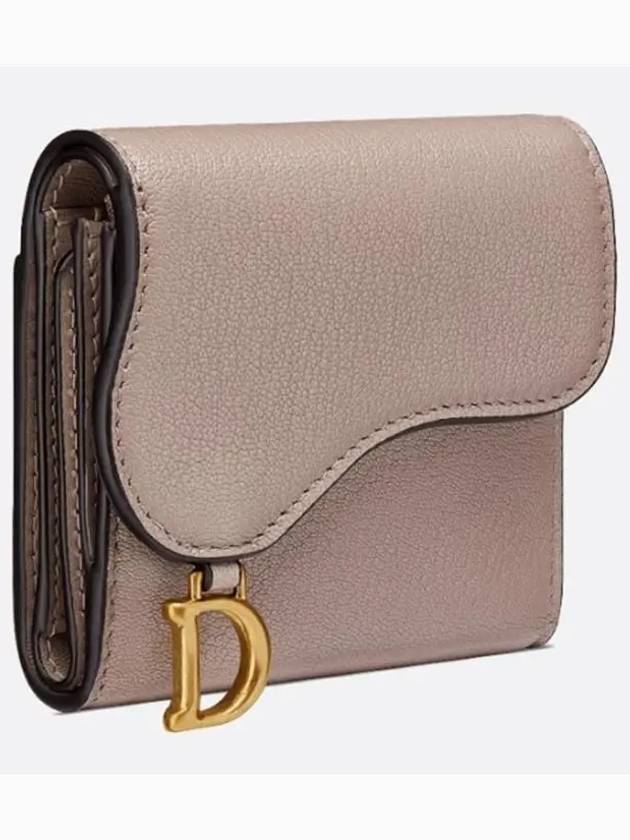 Saddle Lotus Goatskin Half Wallet Warm Taupe - DIOR - BALAAN 3