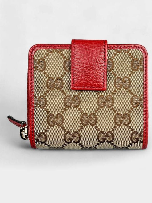 GG Canvas Women s Zipper Half Wallet Red 346056 - GUCCI - BALAAN 1