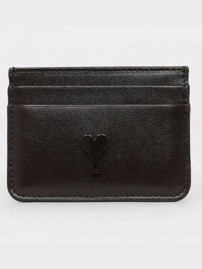 Heart Logo Leather Card Wallet Dark Brown - AMI - BALAAN 2