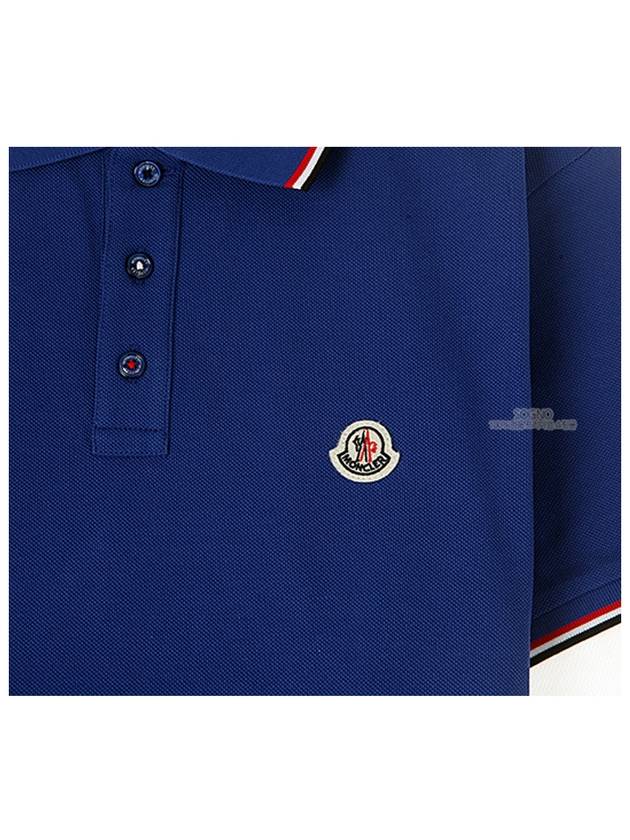 8A70300 84556 774 Three line neckline polo t shirt blue men s TJ - MONCLER - BALAAN 5