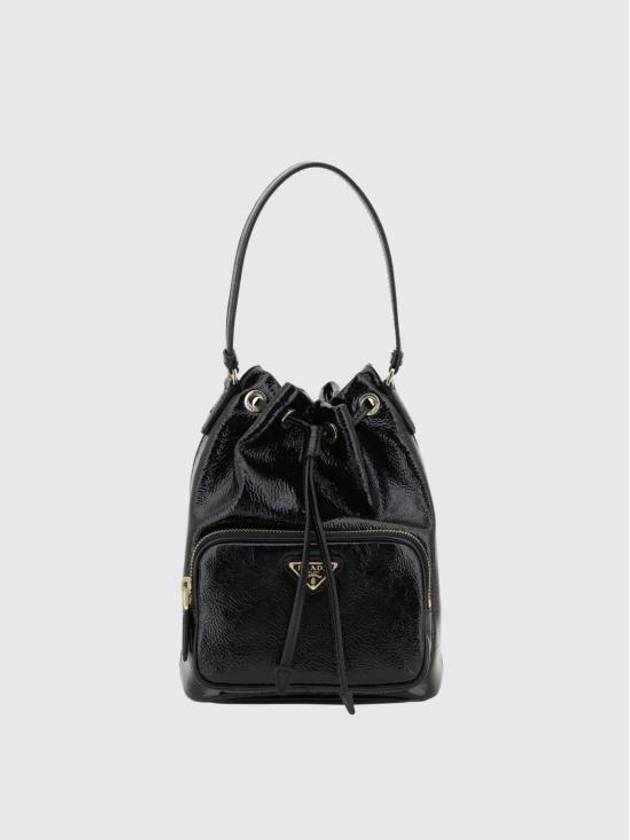 Duet Naplak Patent Leather Bucket Bag Black - PRADA - BALAAN 2