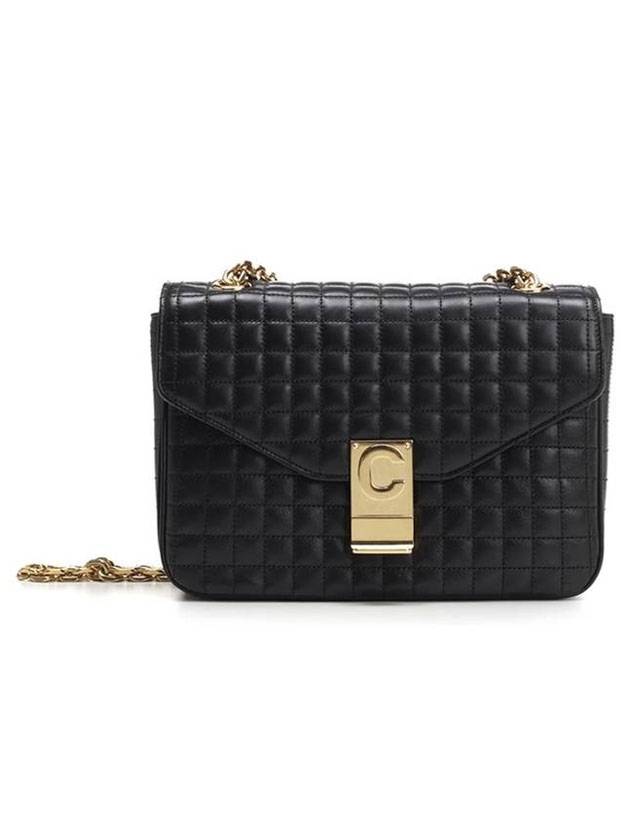 Quilted C Medium Shoulder Bag Black - CELINE - BALAAN 1