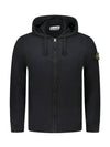 Logo Cotton Zip-Up Hoodie Black - STONE ISLAND - BALAAN 2