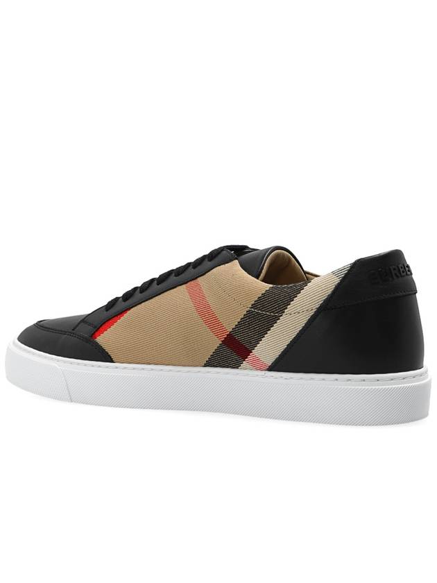 House Check Panel Leather Low Top Sneakers Black - BURBERRY - BALAAN 6