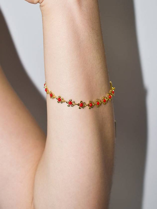 GOLD FLOWER BRACELET RED - USITE - BALAAN 1