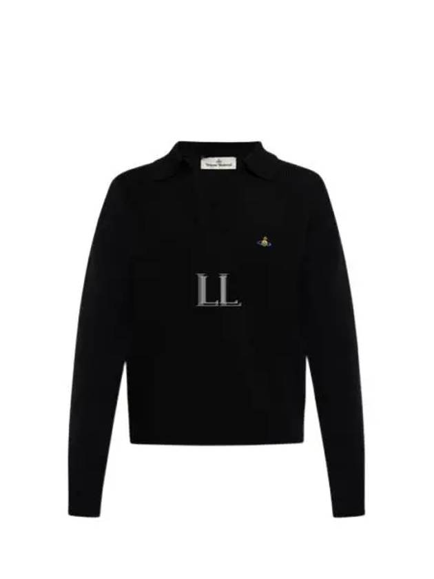 Football Polo Wool Knit Top Black - VIVIENNE WESTWOOD - BALAAN 2