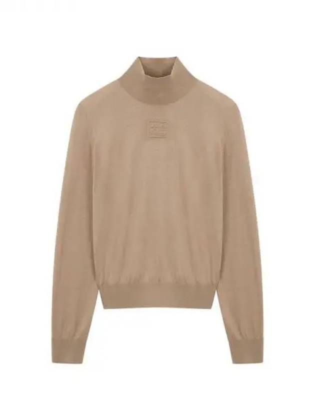 Embossed Logo Turtleneck Wool Knit Camel 271573 - ALEXANDER WANG - BALAAN 1