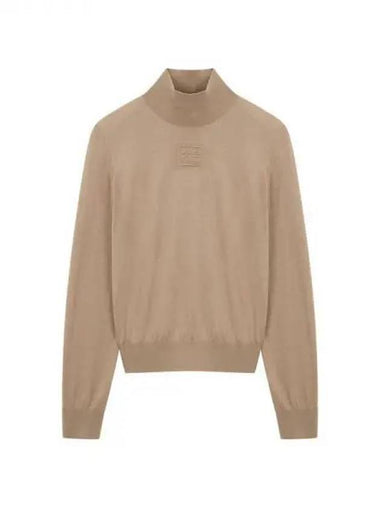 Embossed Logo Turtleneck Wool Knit Camel 271573 - ALEXANDER WANG - BALAAN 1