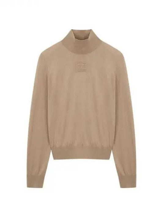 Embossed Logo Turtleneck Wool Knit Camel 271438 - ALEXANDER WANG - BALAAN 1