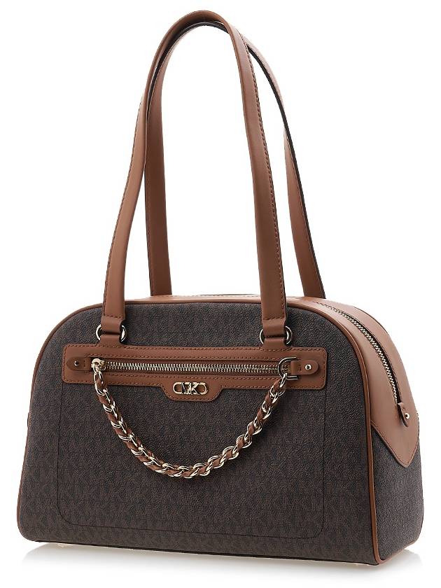 Logo Print Chain Shoulder Bag Brown - MICHAEL KORS - BALAAN 3