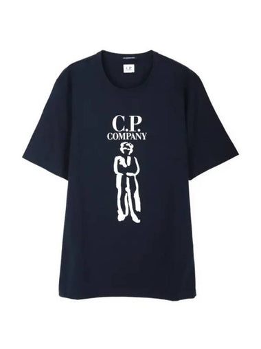 30/2 Mercerized Jersey Twisted British Sailor Short Sleeve T-Shirt Navy - CP COMPANY - BALAAN 1