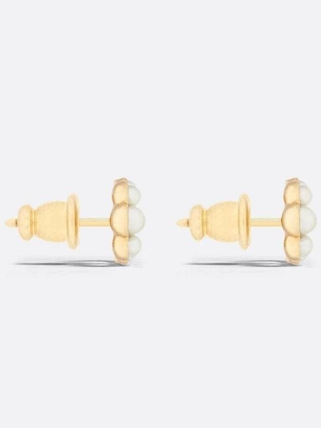 Petit CD Mini Stud Earrings Gold Finish Metal White - DIOR - BALAAN 4