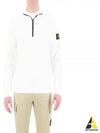 Logo Badge Half Zipper Cotton Fleece Knit Top White - STONE ISLAND - BALAAN 2