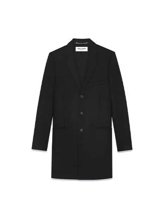 Wool Coat Black 552492 Y177W - SAINT LAURENT - BALAAN 1