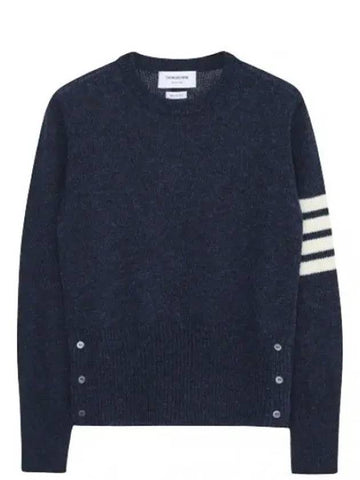 Diagonal Stripe Jersey Stitch Shetland Wool Knit Women - THOM BROWNE - BALAAN 1