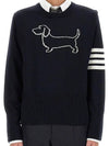 Hector 4-Bar Crewneck Pullover Merino Wool Knit Top Navy - THOM BROWNE - BALAAN 3