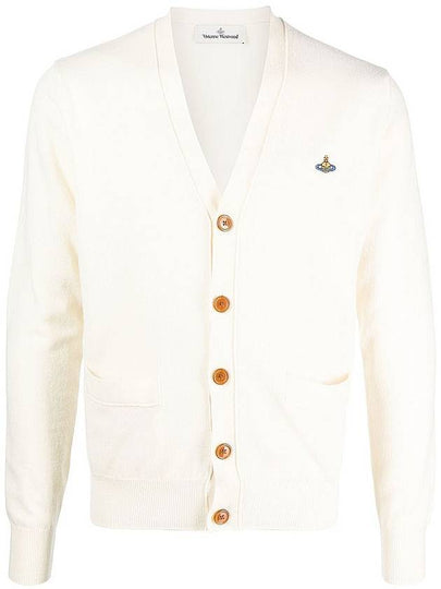 Embroided Logo Button Wool Cardigan Natural - VIVIENNE WESTWOOD - BALAAN 2