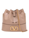 V Logo Signature Chain Napa Leather Bucket Bag Indie Pink - VALENTINO - BALAAN 1