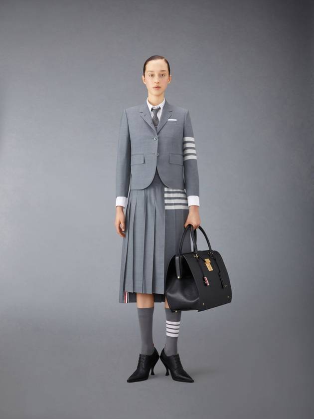 Plain Weave Suiting Classic 4 Bar Jacket Medium Grey - THOM BROWNE - BALAAN 6