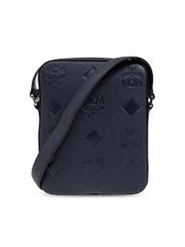 Klassik Maxi Monogram Leather Cross Bag Navy - MCM - BALAAN 1