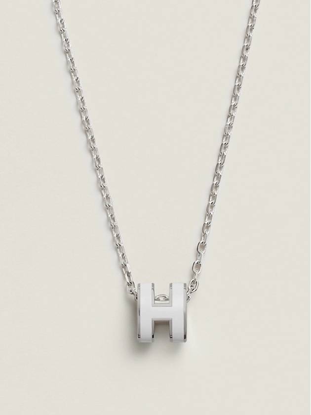 Mini Pop H Pendant Necklace Palladium Blanc - HERMES - BALAAN 2