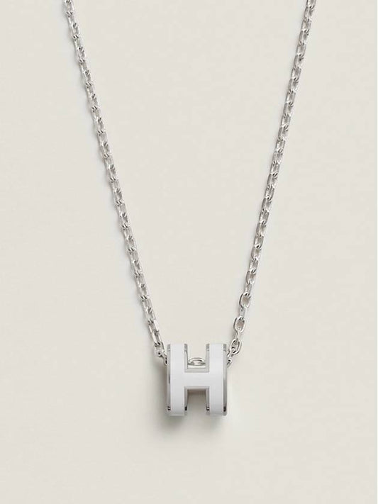 Mini Pop H Pendant Necklace Palladium Blanc - HERMES - BALAAN 2