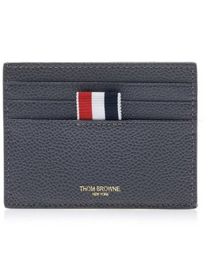 Pebble Calfskin 4-Bar Applique Note Card Wallet Dark Grey - THOM BROWNE - BALAAN 2