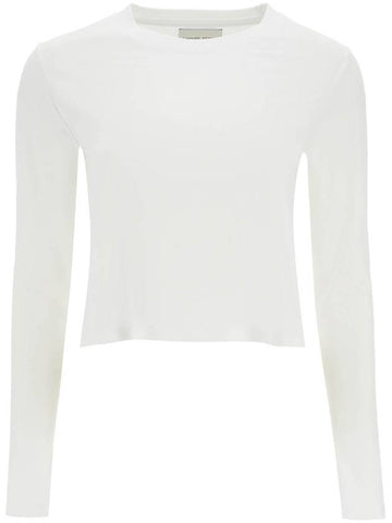 cropped long sleeve t-shirt white in organic cotton - LOULOU STUDIO - BALAAN 1