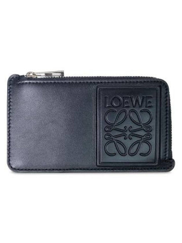 Logo Satin Calfskin Coin Card Wallet Black - LOEWE - BALAAN 1