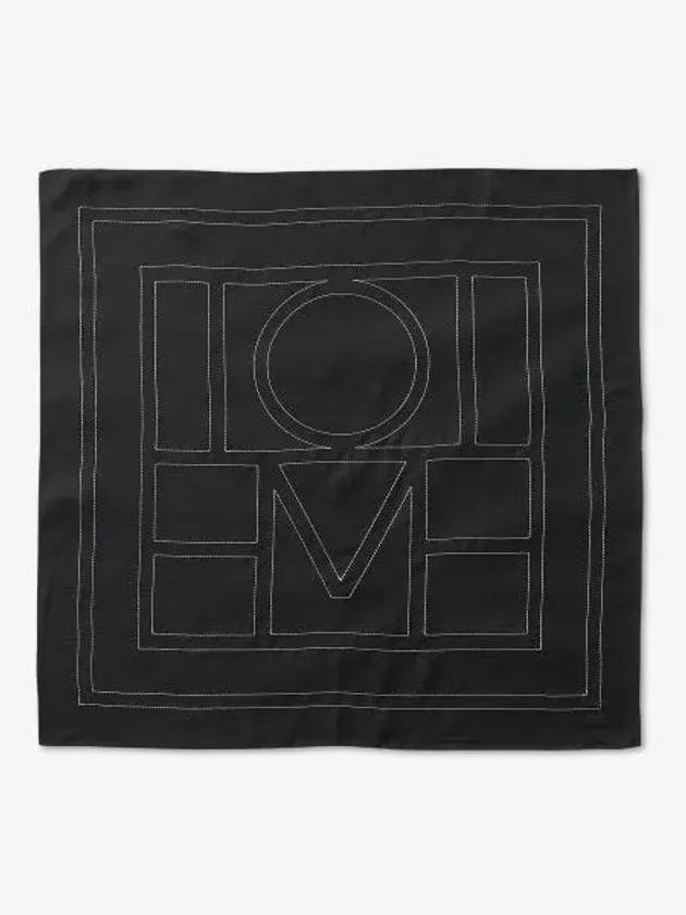 Embroidered Monogram Silk Scarf Black - TOTEME - BALAAN 2