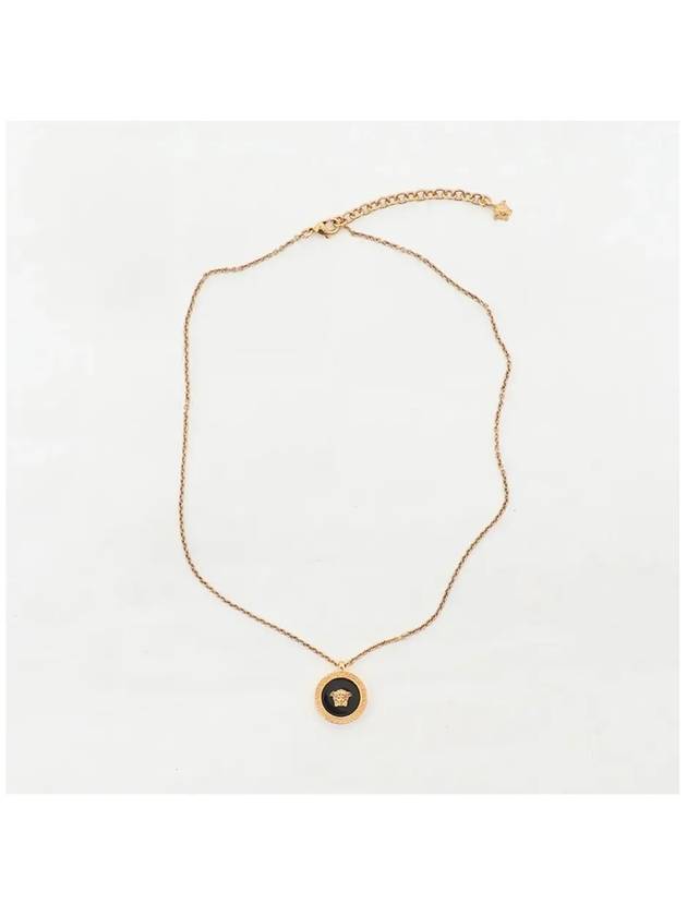 Enamel Medusa Pendant Necklace Black Gold - VERSACE - BALAAN 4