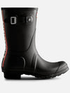 Women's Tricolor Logo Backstrap Short Rain Boots Black - HUNTER - BALAAN.