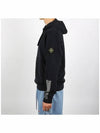 Tape For Print Brushed Cotton Fleece Hoodie Navy - STONE ISLAND - BALAAN 4