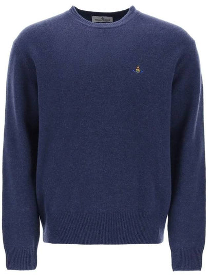 ORB Embroidered Crew Neck Knit Top Blue - VIVIENNE WESTWOOD - BALAAN 2