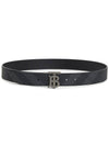 Men's Check Reversible Leather Belt Charcoal Graphite - BURBERRY - BALAAN 4