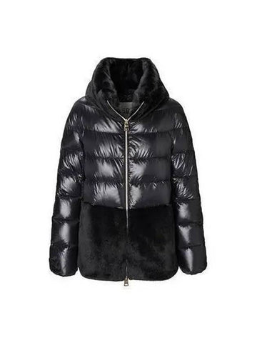 Women s Panel Neck ECCO Eco Fur Down Padding Black PI1123D 12017 - HERNO - BALAAN 1