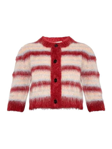 Stripe Crop Mohair Cardigan Red - MARNI - BALAAN 1