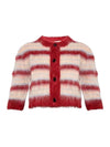 Stripe Crop Mohair Cardigan Red - MARNI - BALAAN 1