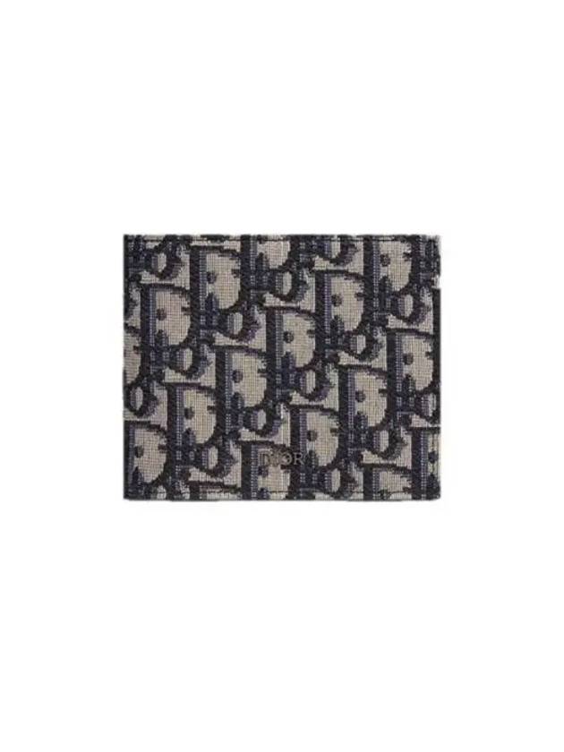 Compact Wallet Beige & Black  Oblique Jacquard - DIOR - BALAAN 2