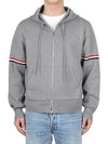 Cotton Milano Armband Zip Up Hoodie Light Grey - THOM BROWNE - BALAAN 2