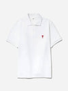 Small Heart Logo Polo Shirt White - AMI - BALAAN 2