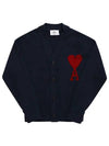 De Coeur Logo Wool Cardigan Navy - AMI - BALAAN 3