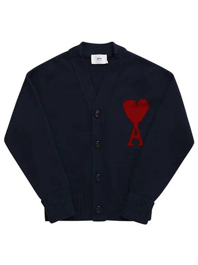 De Coeur Logo Wool Cardigan Navy - AMI - BALAAN 2