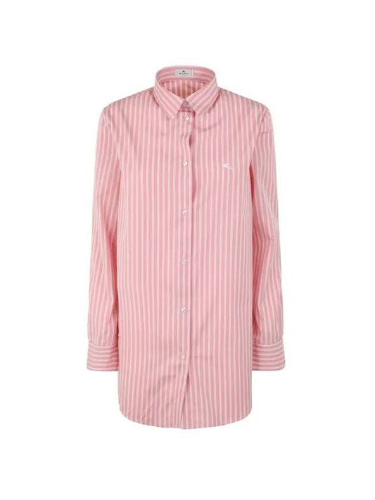 Striped Cotton Oversized Shirt Pink - ETRO - BALAAN.