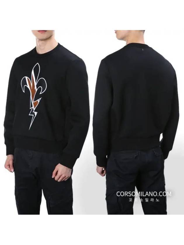 Men's Thunder Embroidery Sweatshirt Black - NEIL BARRETT - BALAAN 2